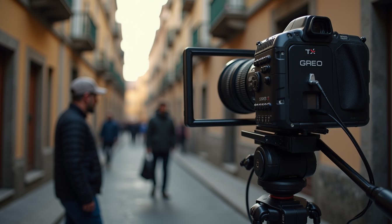 Eye-level view de equipamento de filmagem em set de gravação