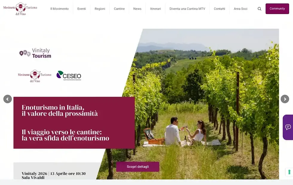 Oltre 2 milioni di impression in sei mesi per il sito del Movimento Turismo del Vino