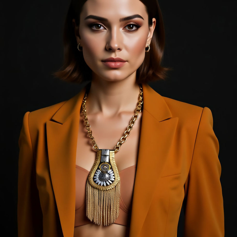 Miniatura: Mannish Gold Fringe Necklace
