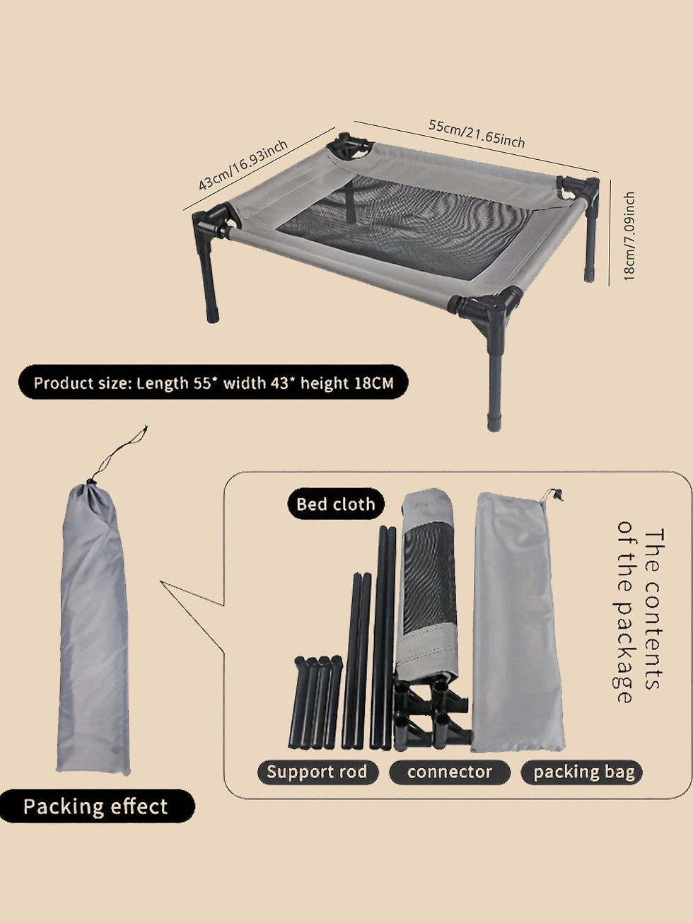 Thumbnail: Suitable For Small Dogs, Detachable Pet Beds, Portable Dog Beds.Washable Raised 
