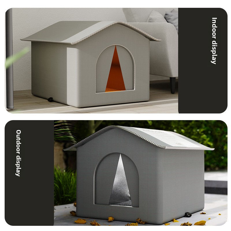 Thumbnail: Stray Cat dog House Waterproof Outdoor Winter Warm Pet Cave Sleeping Beds Home F