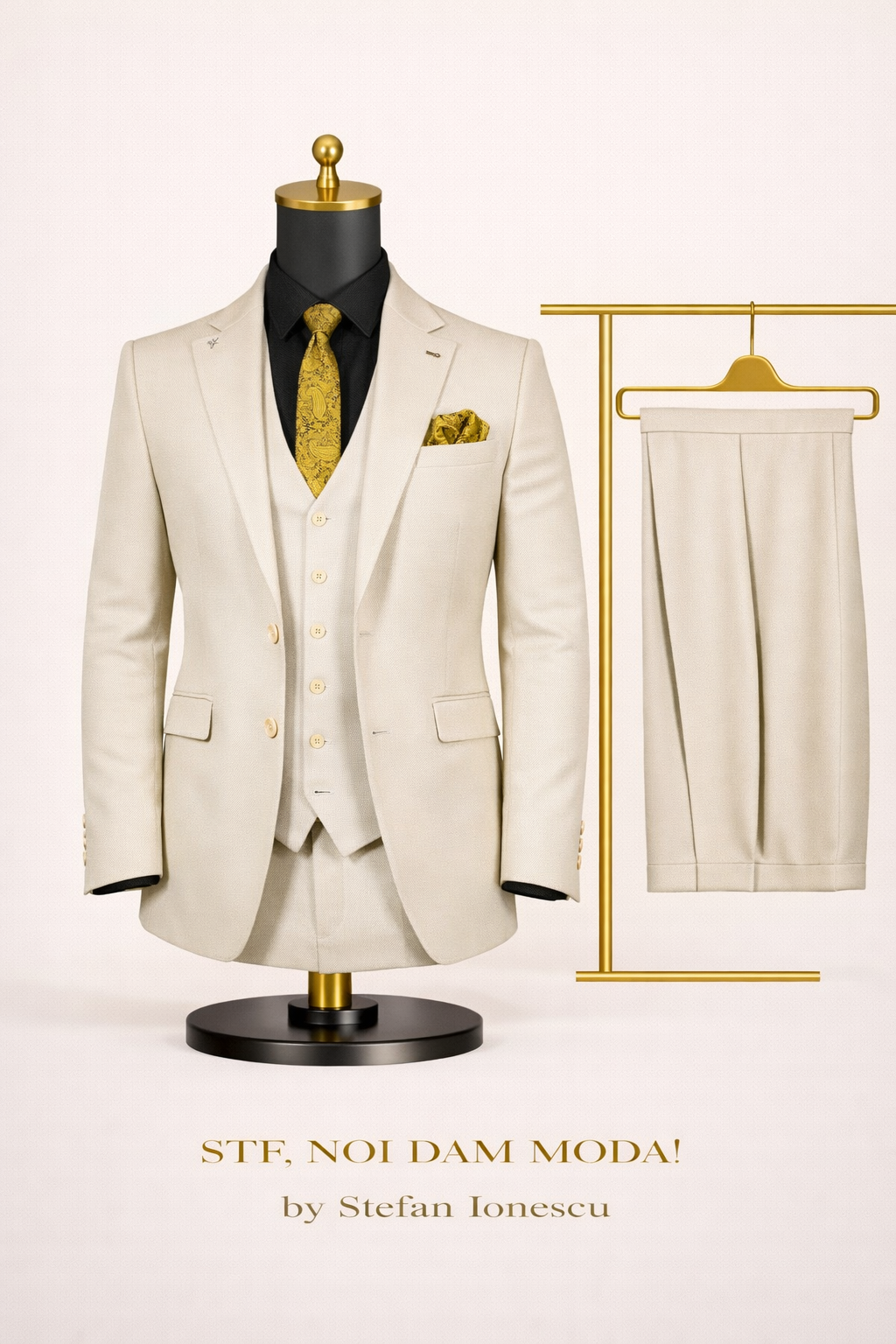 Costum Bej Texturat