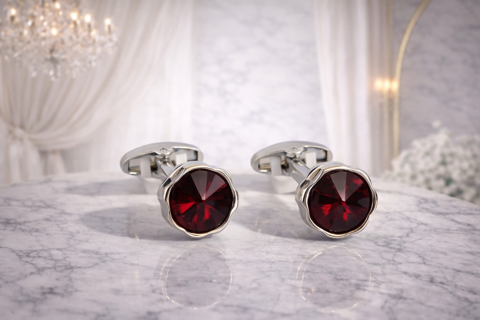 Butoni Silver Red