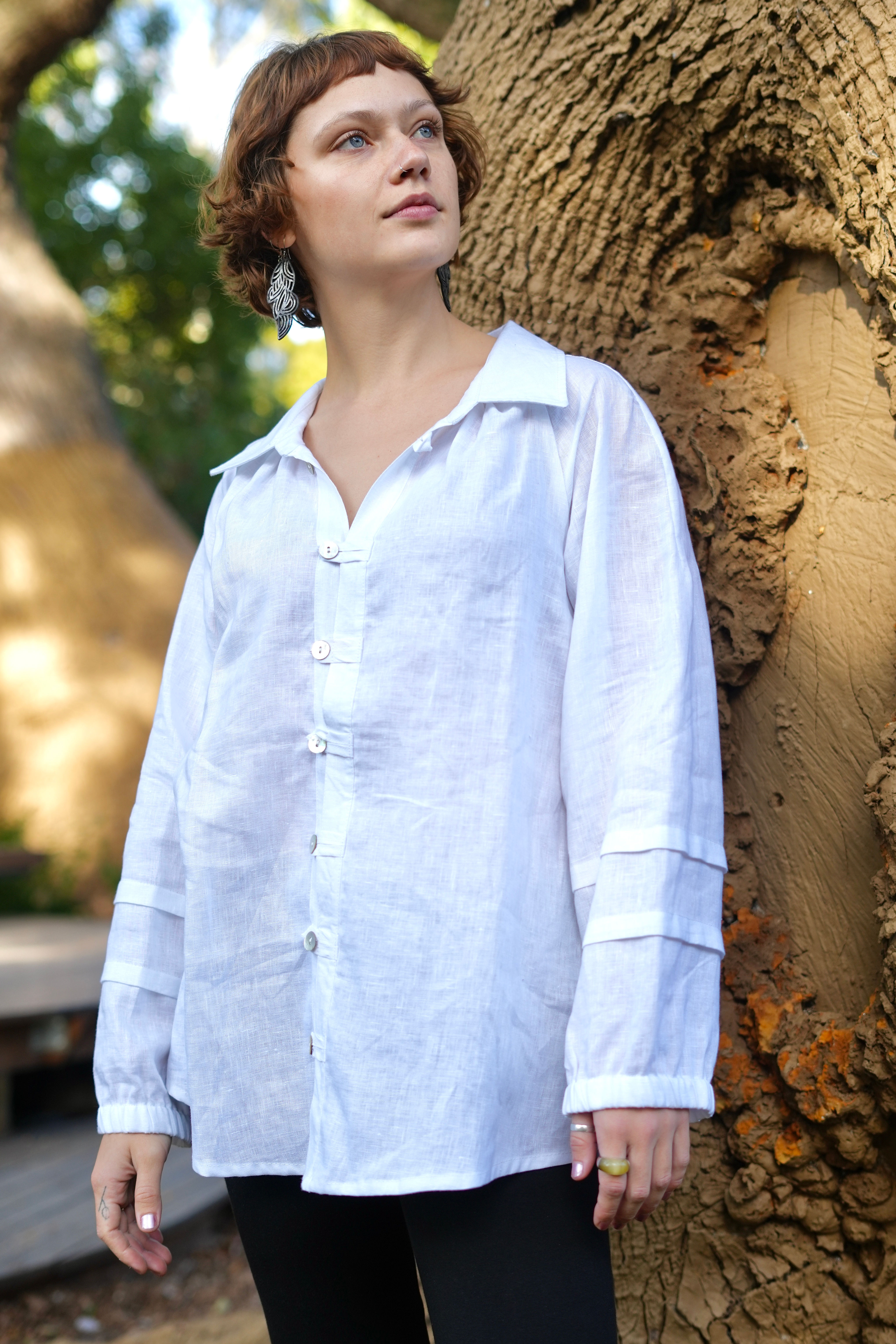 Seila: Raglan sleeve linen blouse
