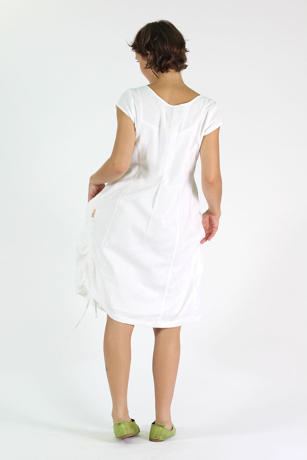 Thumbnail: Wendy: Cap Sleeve Dress in linen/cotton blend
