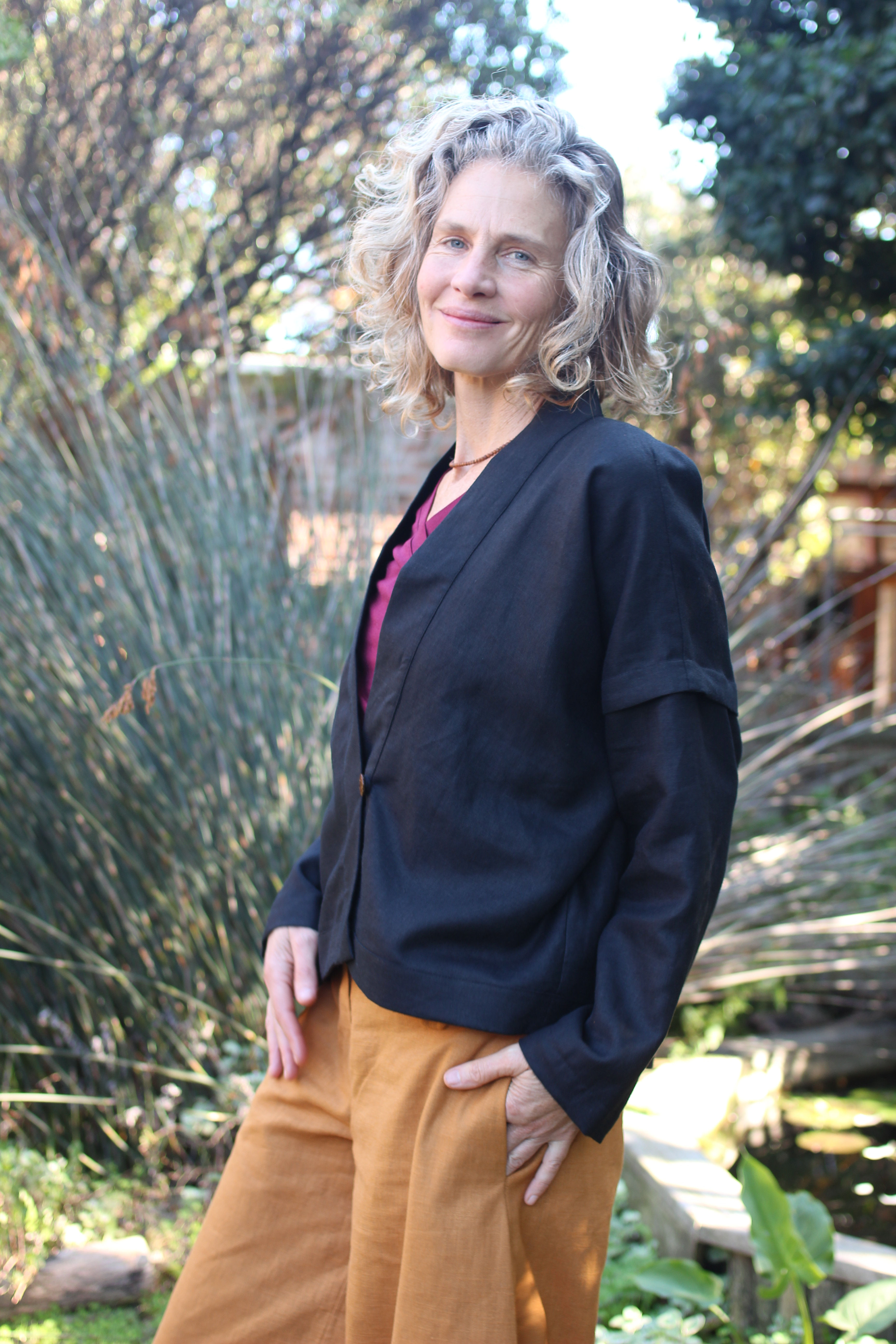 Shigo: Japanese inspired Linen Jacket with shoulder detail