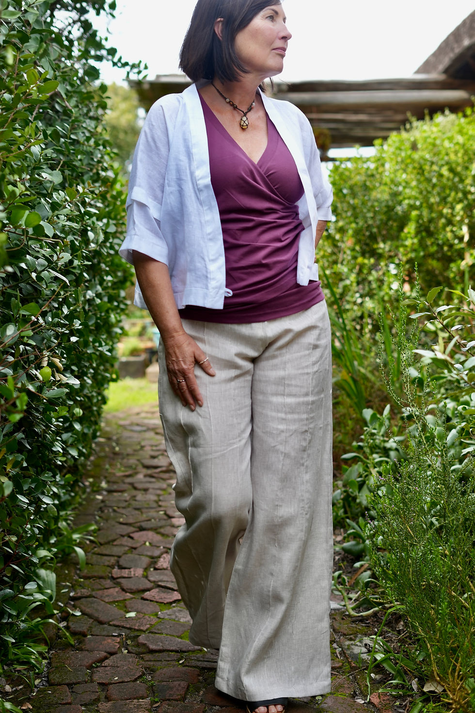 Thumbnail: Serai: Wide Pin Tucked Linen Pants