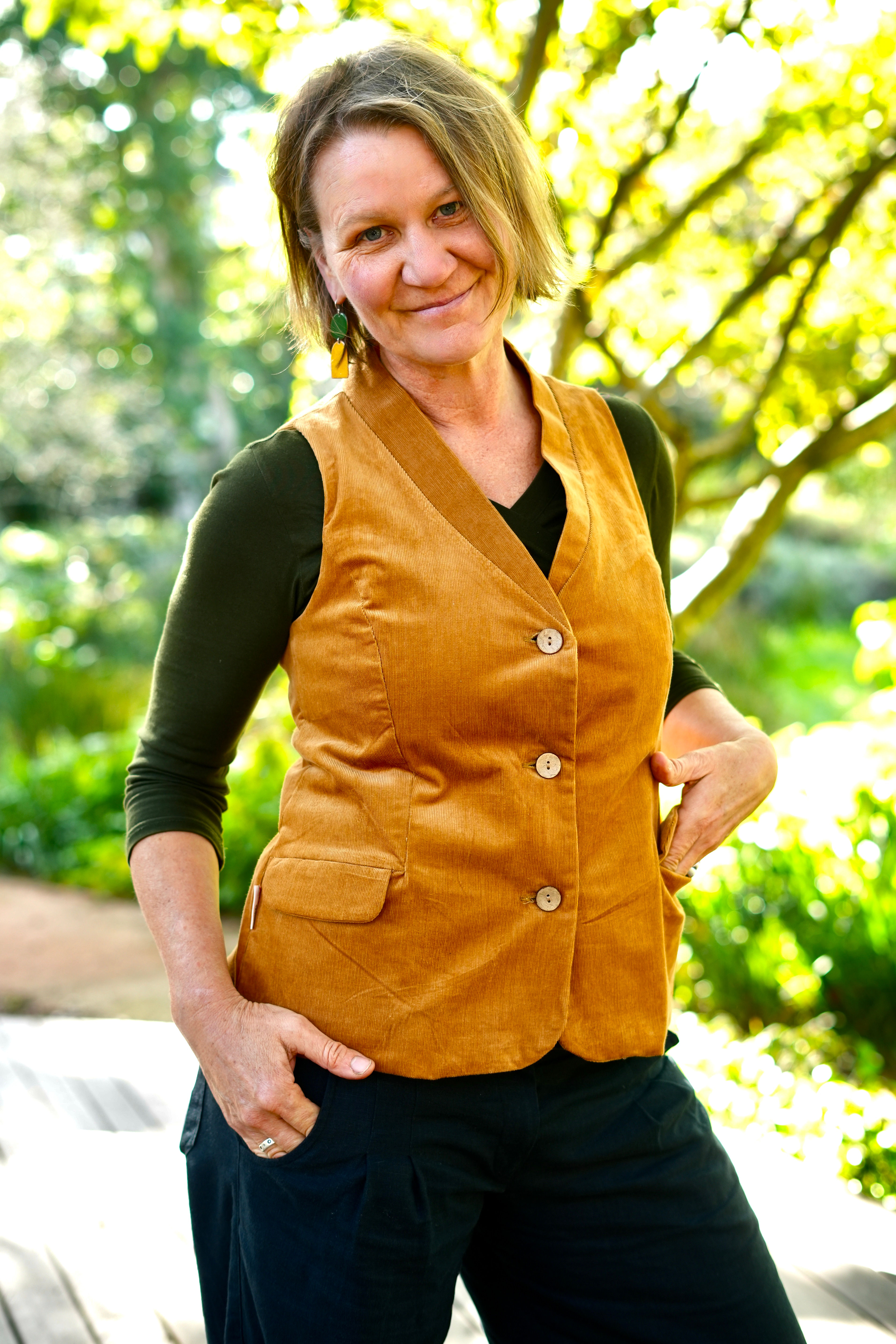 Charlotte: Corduroy Waist Coat with front pockets