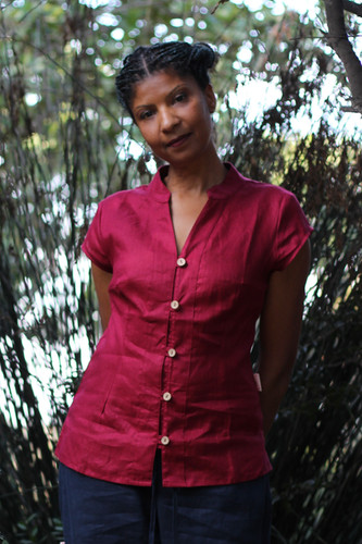 mya　L'Appartement Stand Collar Blouse Stand-collar blouse - brown/patterned - 1292620004