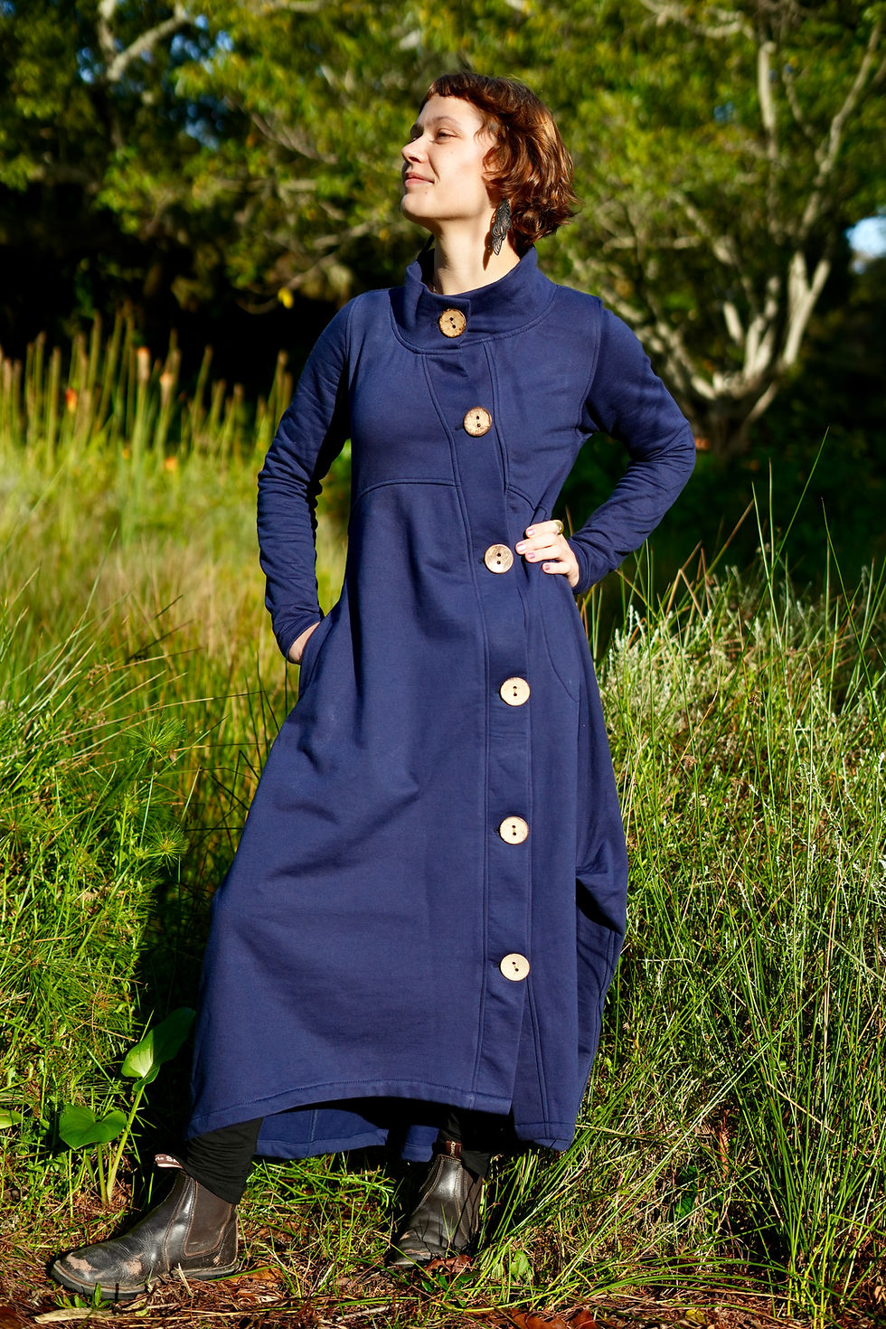 Thumbnail: Ella: Long sleeve Cotton Fleece dress
