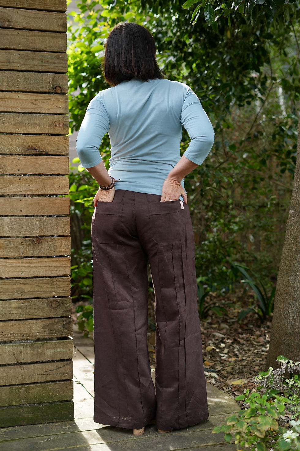 Thumbnail: Serai: Wide Pin Tucked Linen Pants
