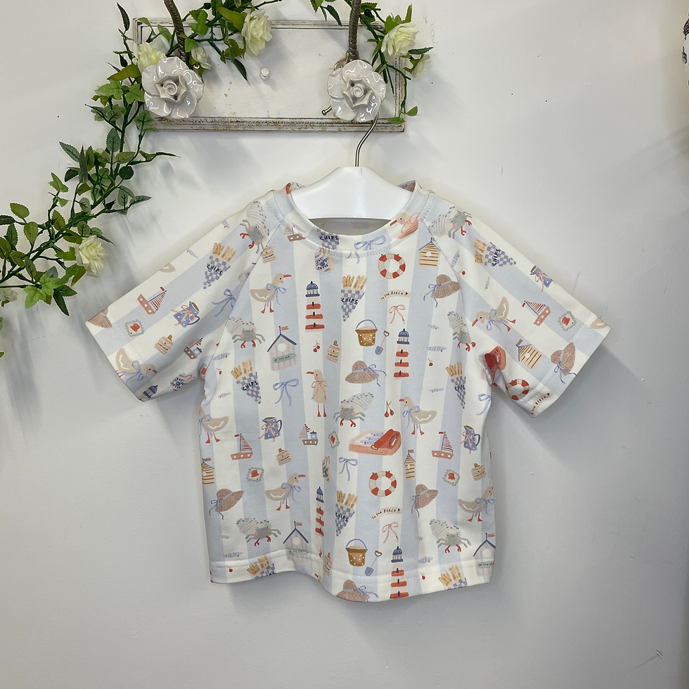 Thumbnail: Blue Strip Relaxed Fit Baby T-Shirt "To The Beach" (12 Months To 10 Years)