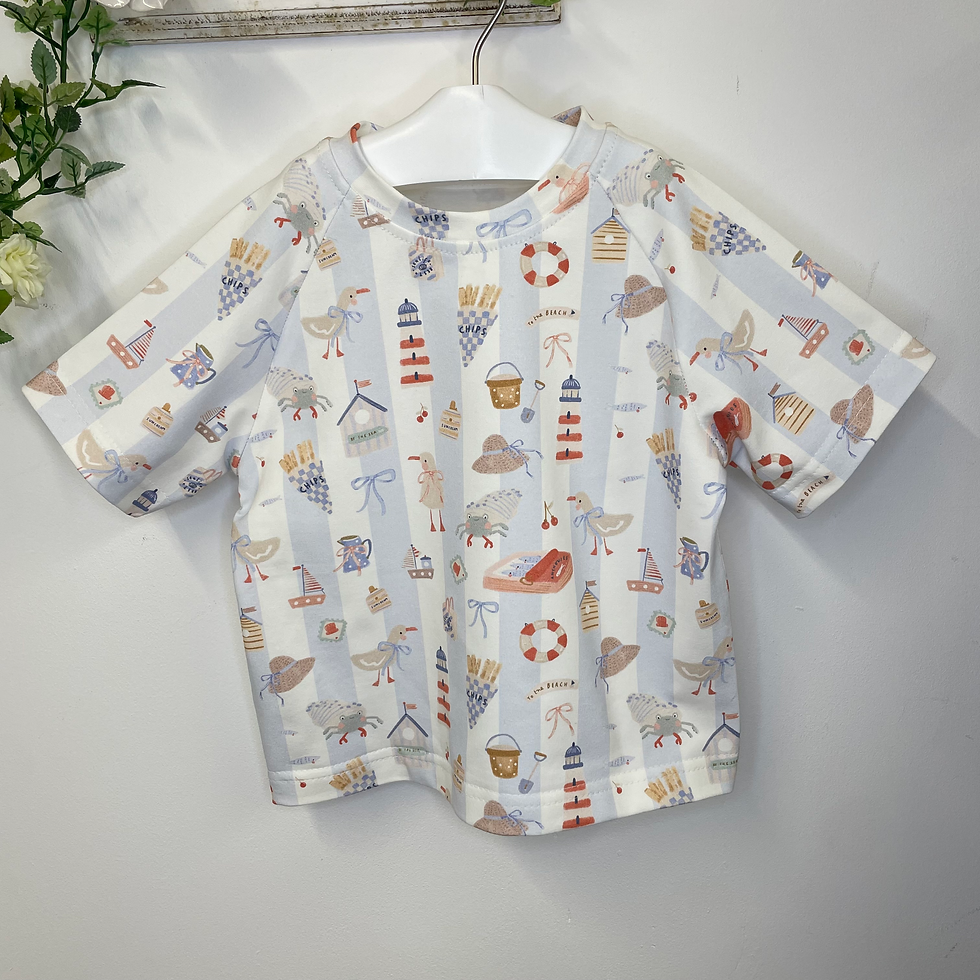 Thumbnail: Blue Strip Relaxed Fit Baby T-Shirt "To The Beach" (12 Months To 10 Years)