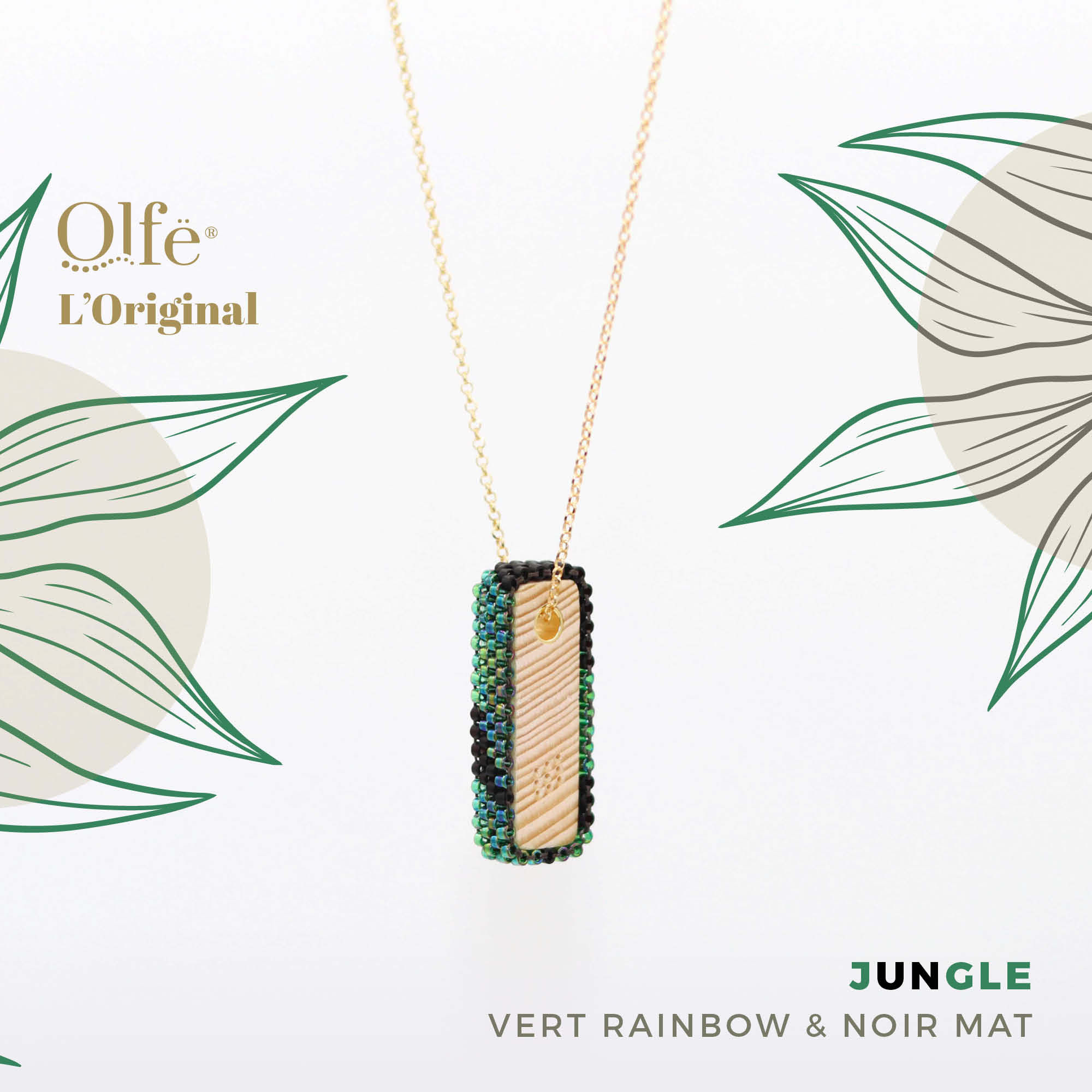 Olfë L'Original - Jungle - argent doré  - Collier diffuseur en coffret