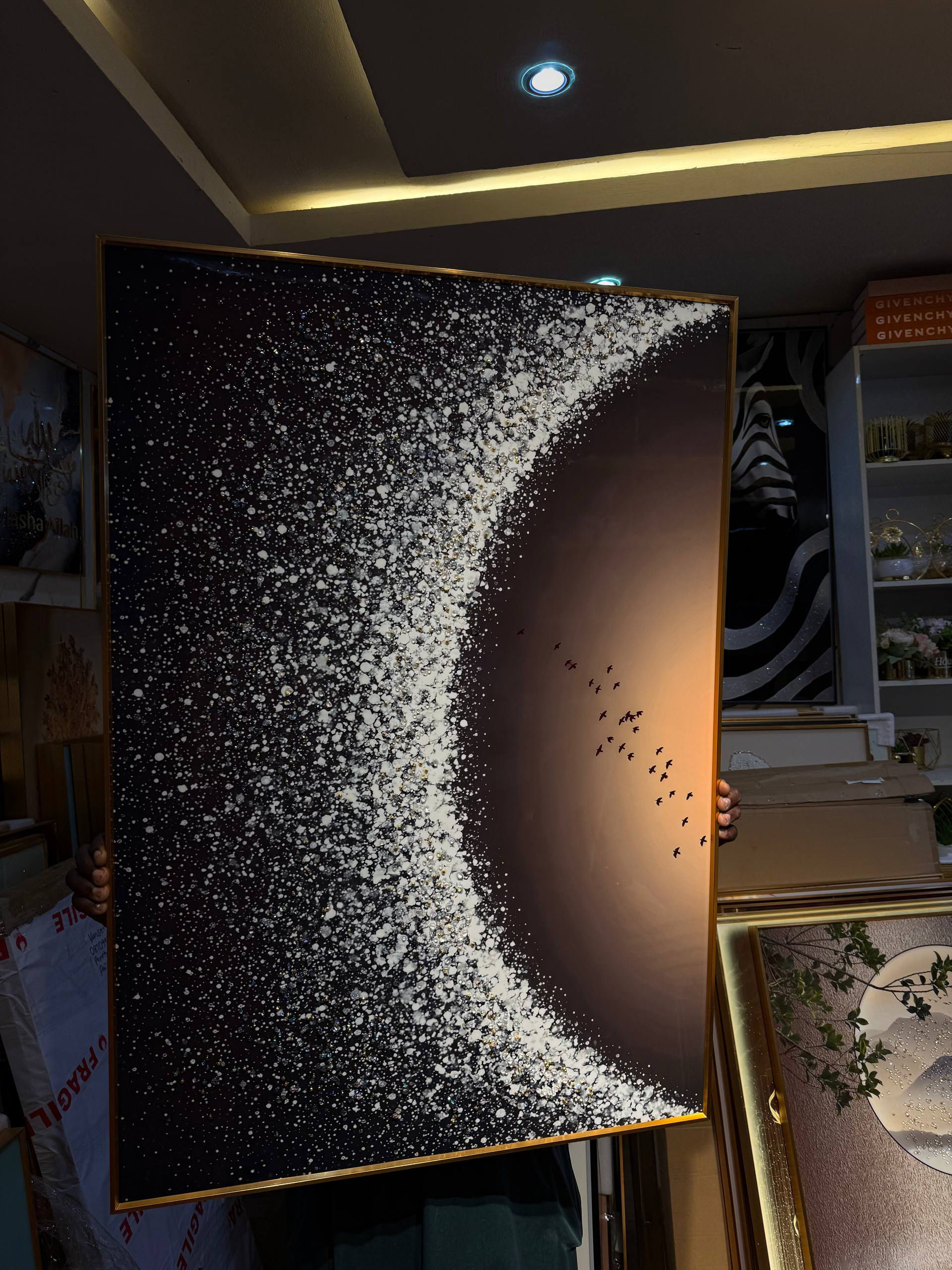 Luxury Crystal Wall Acrylic Painting/stoned Art Frame