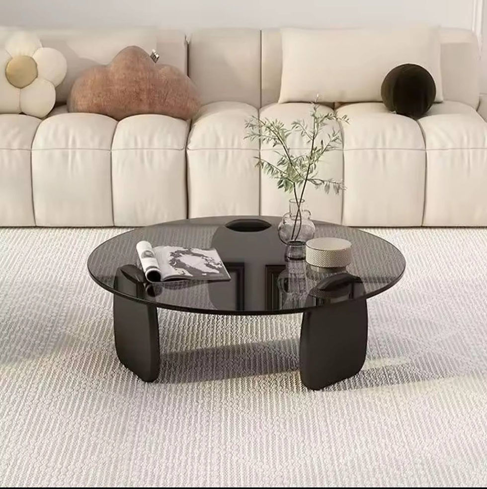 Thumbnail: Clear edge solid base 2 in 1 Glass top center table   