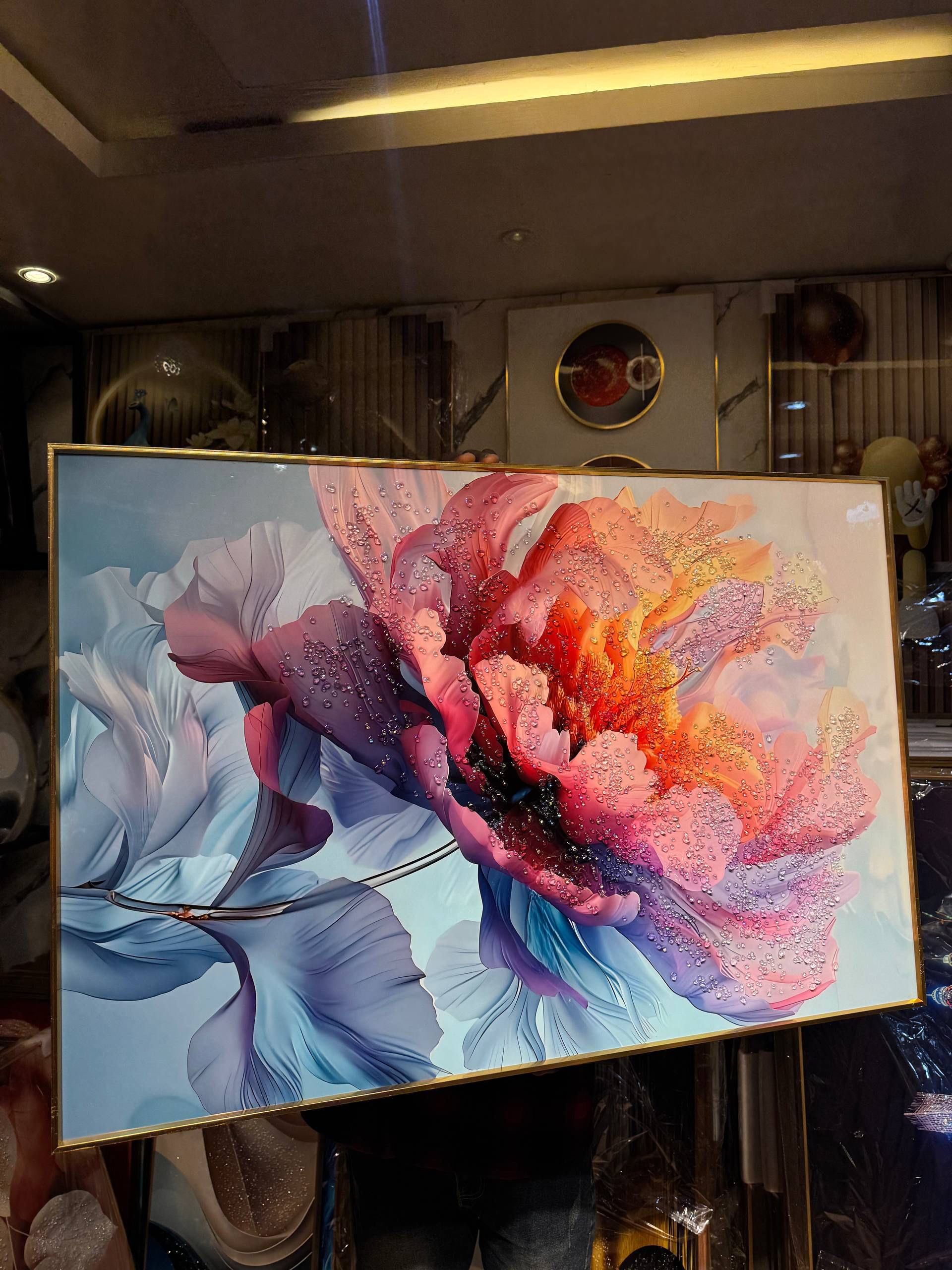 Luxury Crystal Wall Acrylic Painting/stoned Art Frame