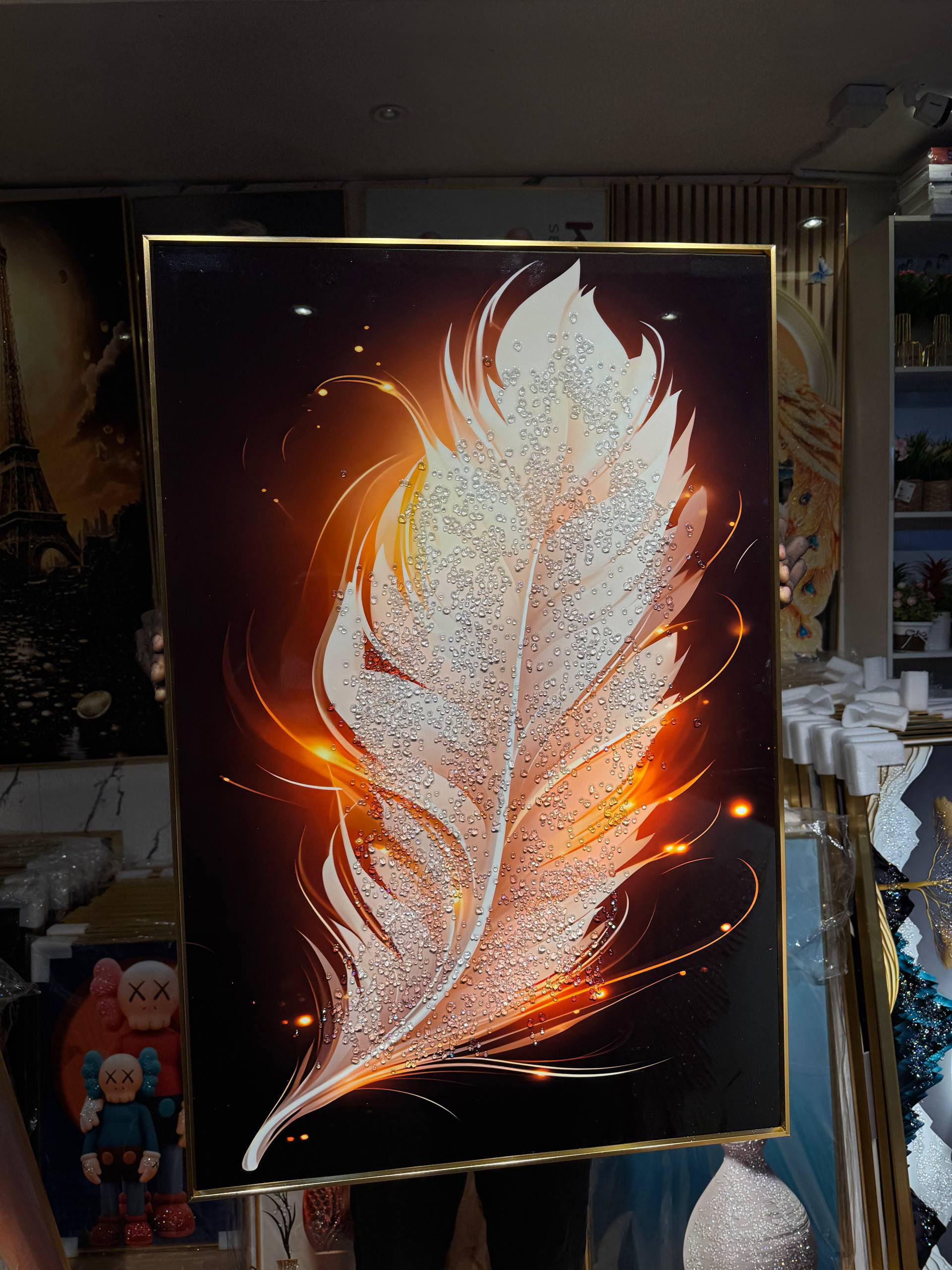 Luxury Crystal Wall Acrylic Painting/stoned Art Frame