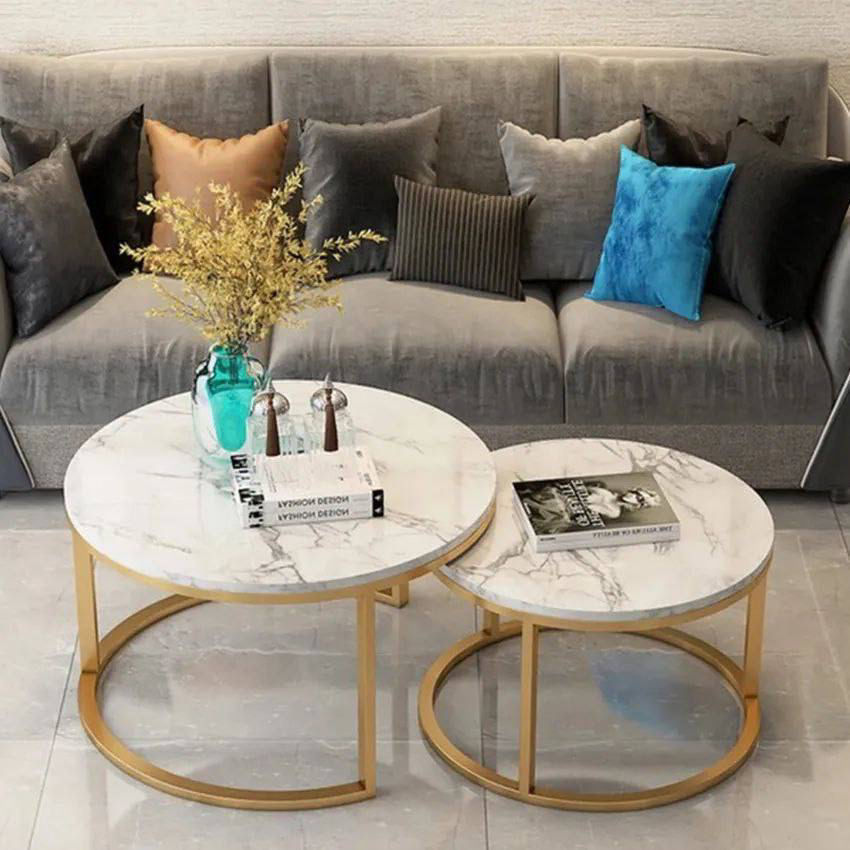 2-in-1 Faux Marble Top Center Table
