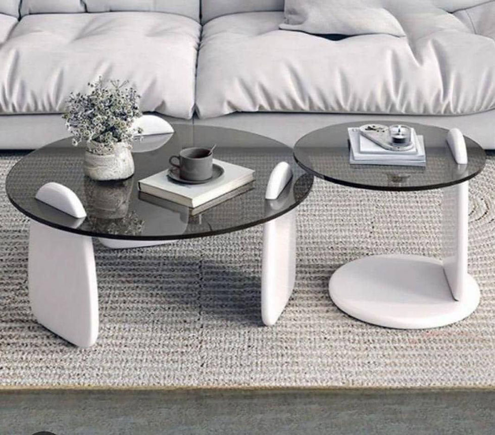Thumbnail: Clear edge solid base 2 in 1 Glass top center table   