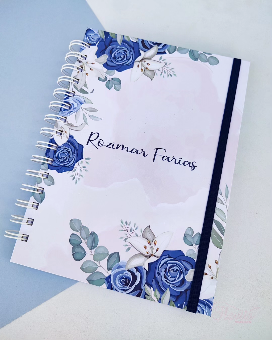 Caderno Floral Azul