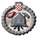 Znak HVZ sastoji se od vatrogasne kaci ge iza koje se nalaze ukrštena vatrogasna sjekirica i baklja. Znak je uokviren hrvatskim pleterom s povijesnim hrvatskim grbom na vrhu.