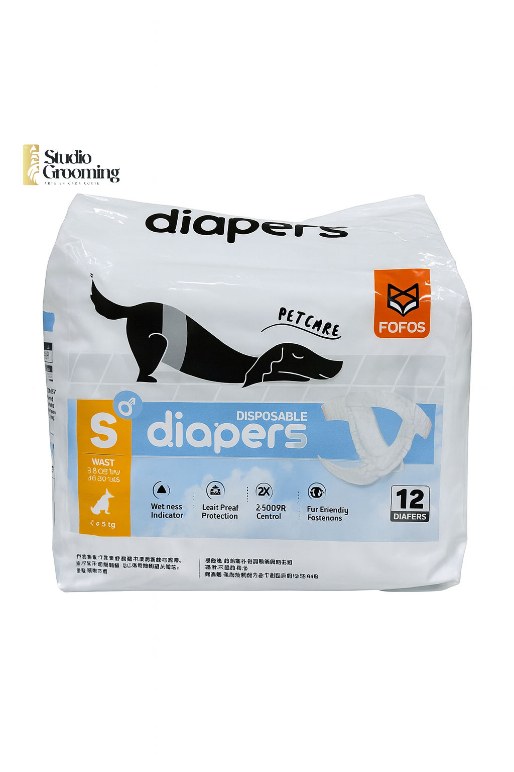 Pañales Desechables para Perros FOFOs – Talla S Macho (12 unidades)