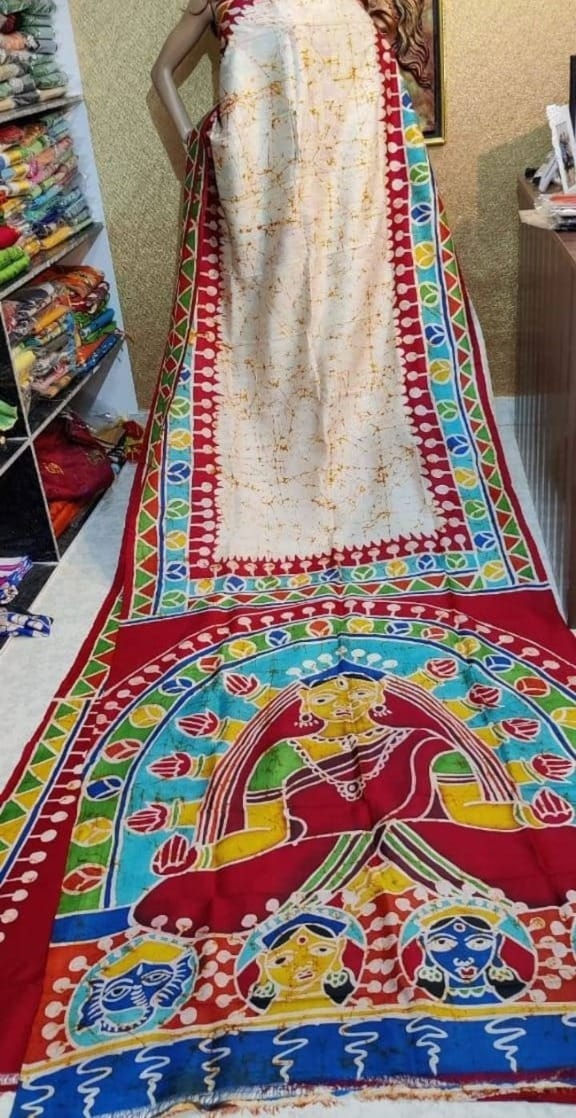 Thumbnail: Bishnupuri Silk  Durga Puja Theme Sarees