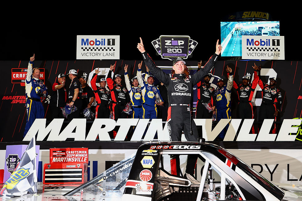 Christian Eckes celebrates his win at Martinsville - Photo by David Jensen/Getty Images