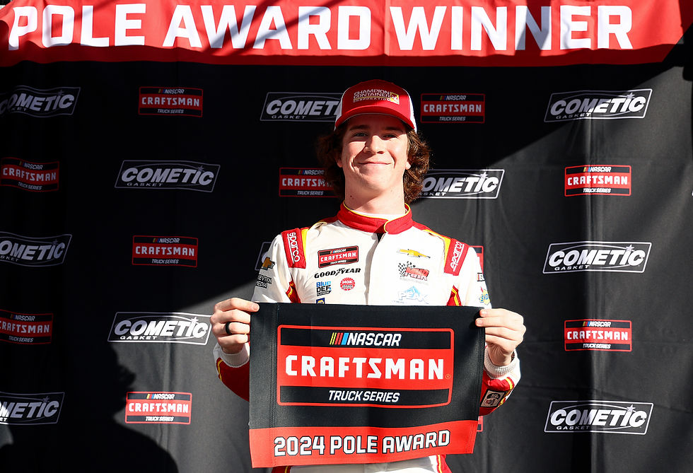 Daniel Dye celebrates winning the pole at Atlanta - Photo by Jared C. Tilton/Getty Images