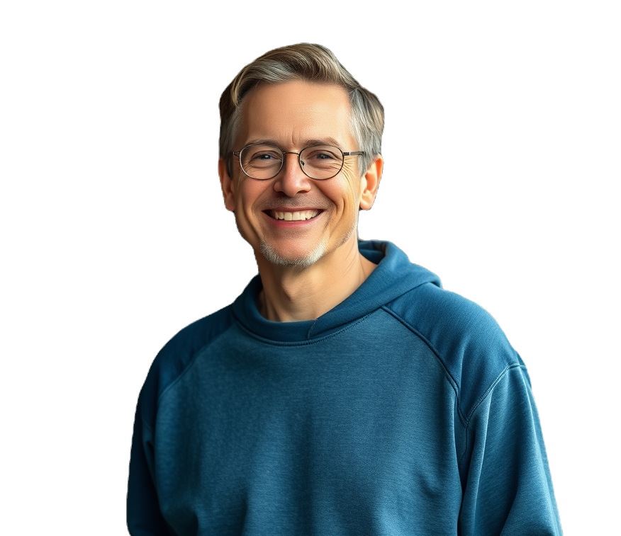 30 year old man in sweatshirt and gentle smile.png