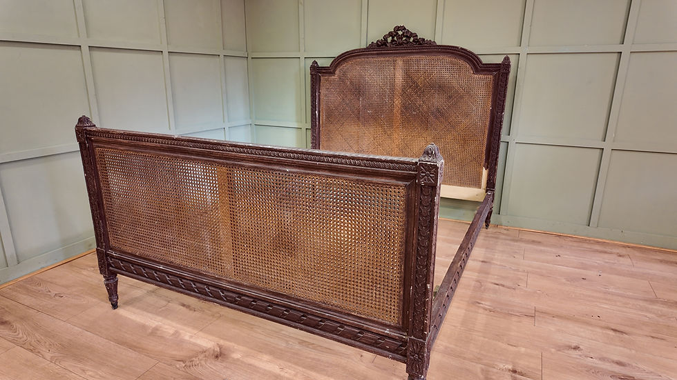 Thumbnail: King size Antique Painted French Cane Bed OC029