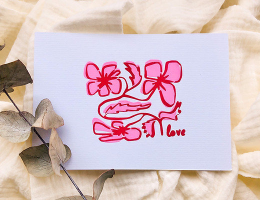 Carte Love imprimée en sérigraphie