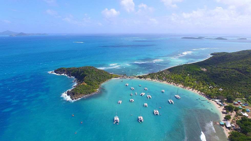 Popular Caribbean yacht anchorage - Protected bay filled with charter yachts and catamarans, Admiralty Bay Bequia or similar premium Caribbean yacht destination