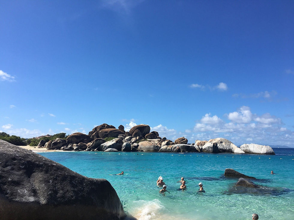 Scenic Caribbean anchorage view - Elevated view of yacht charter boats in turquoise bay surrounded by lush tropical vegetation, best Caribbean yacht destinations