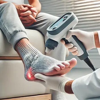 person getting shockwave therapy