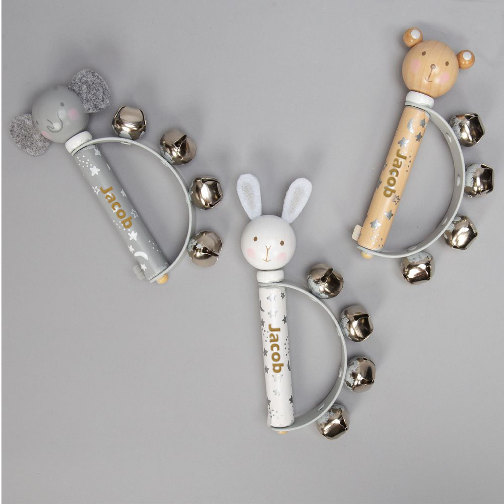 Set of 3 Personalised Wooden Animal Hand Bells | For Children 3+ Only