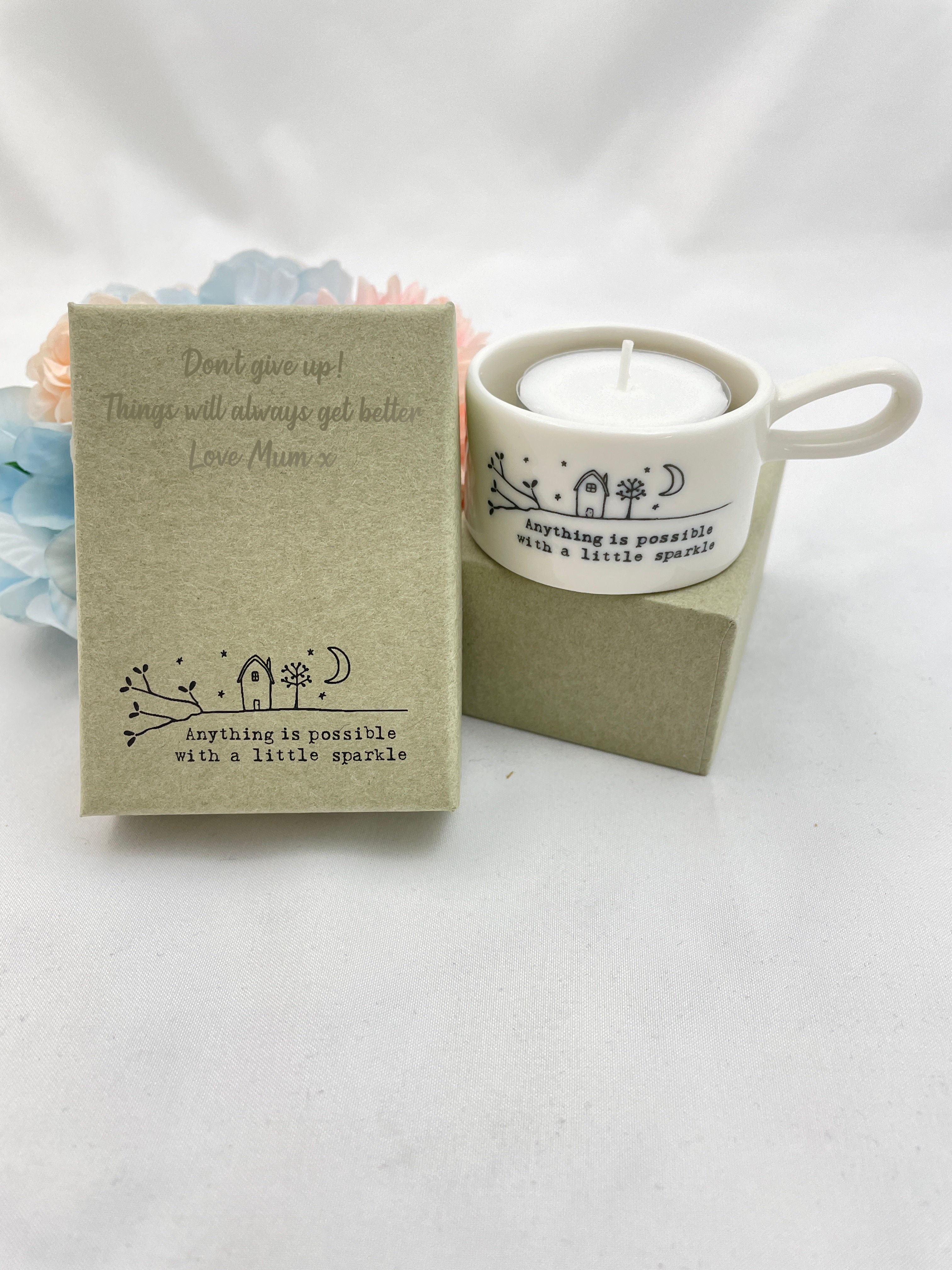 Anything is Possible with a Little Sparkle Handled Tealight Holder