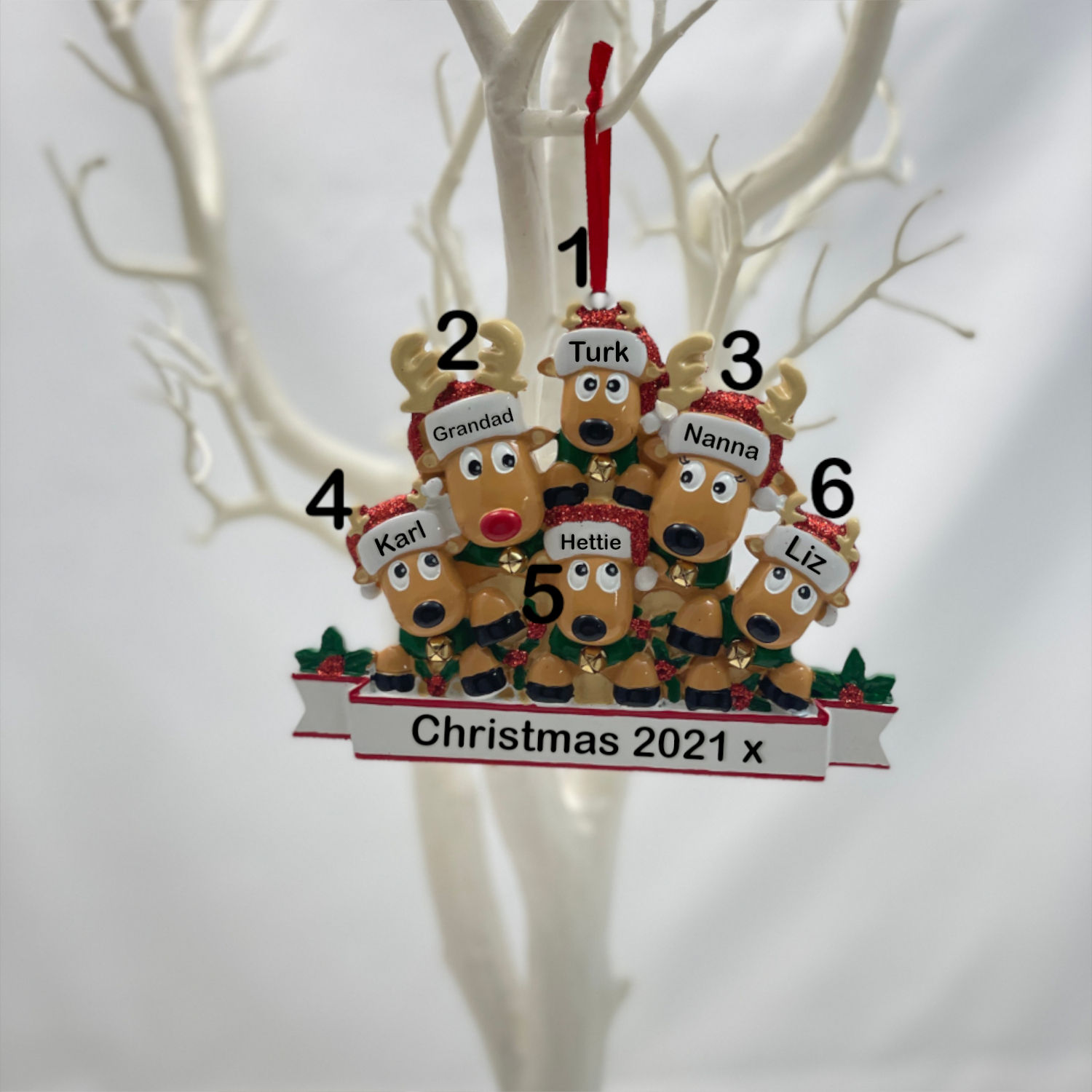 Reindeer Family of 6 Tree Decoration