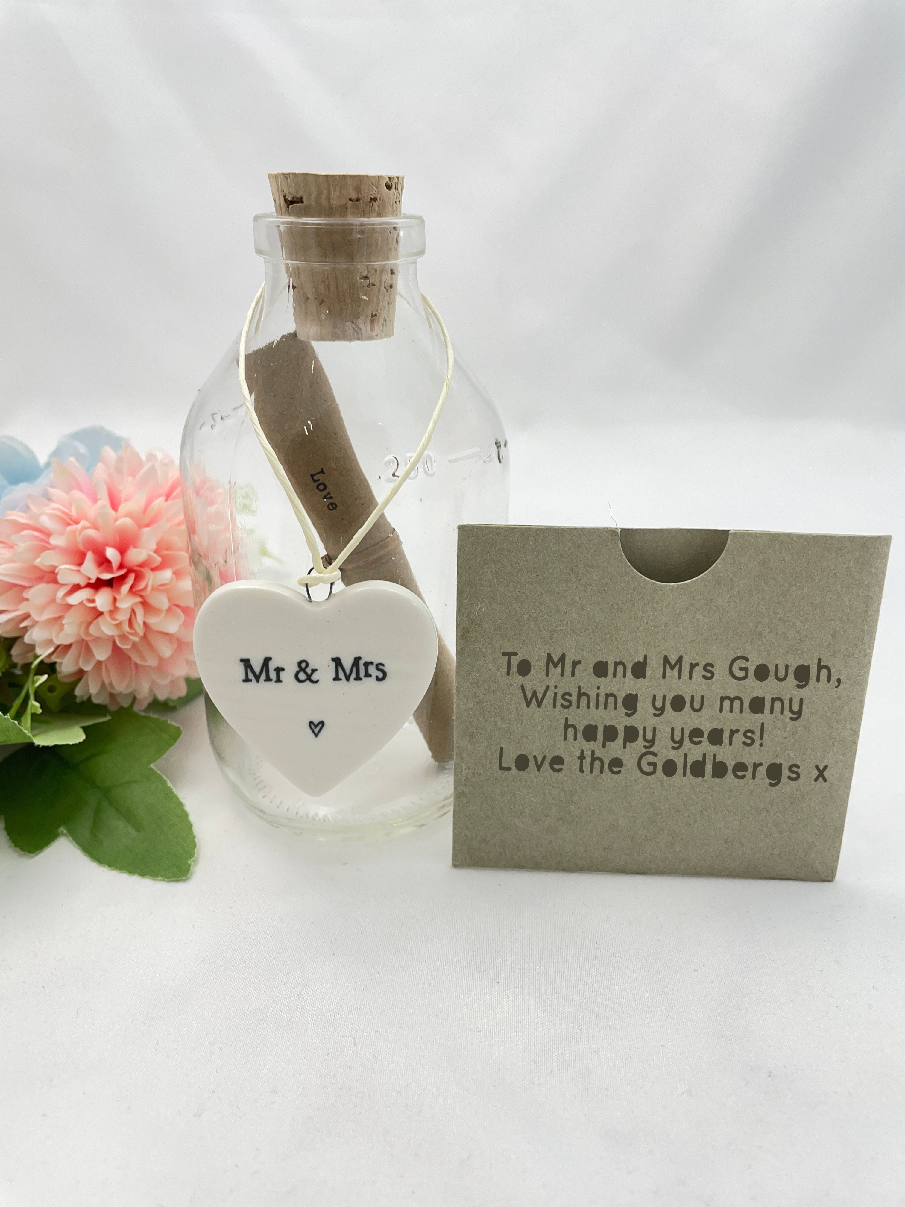 Mr and Mrs Hanging Mini Porcelain Heart