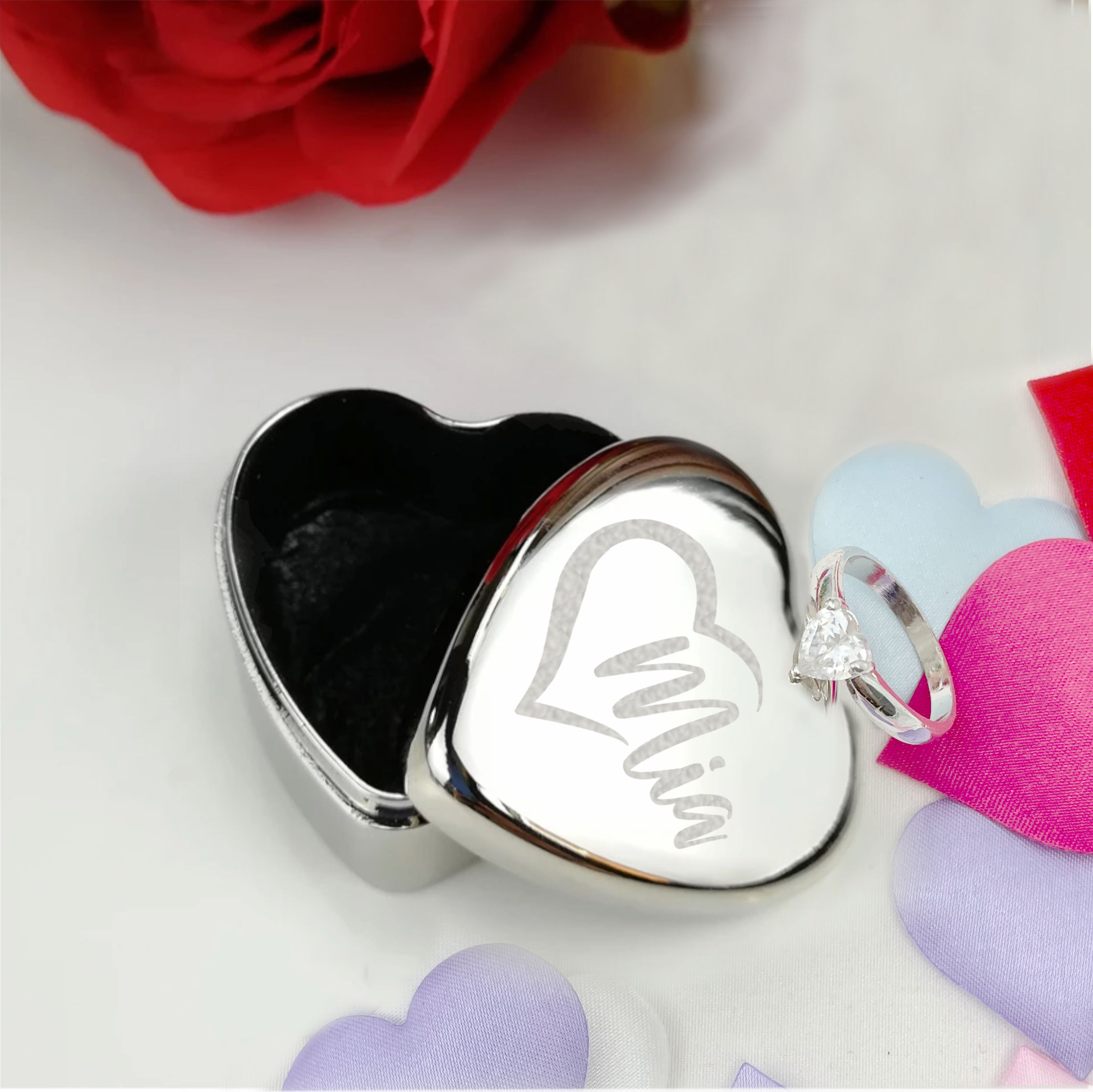 Heart Named Silver Plated Heart Box