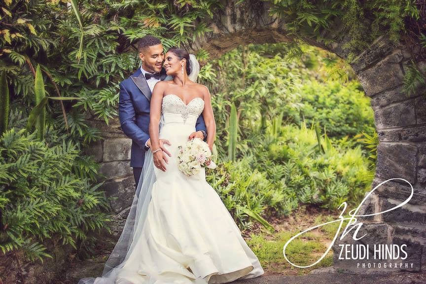 Bride and groom celebrating destination wedding in Bermuda