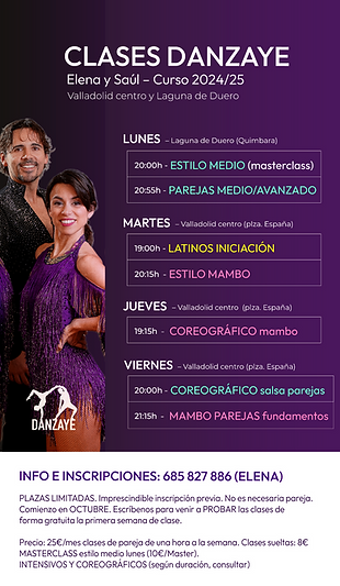 Horarios clases de baile 2024/2025