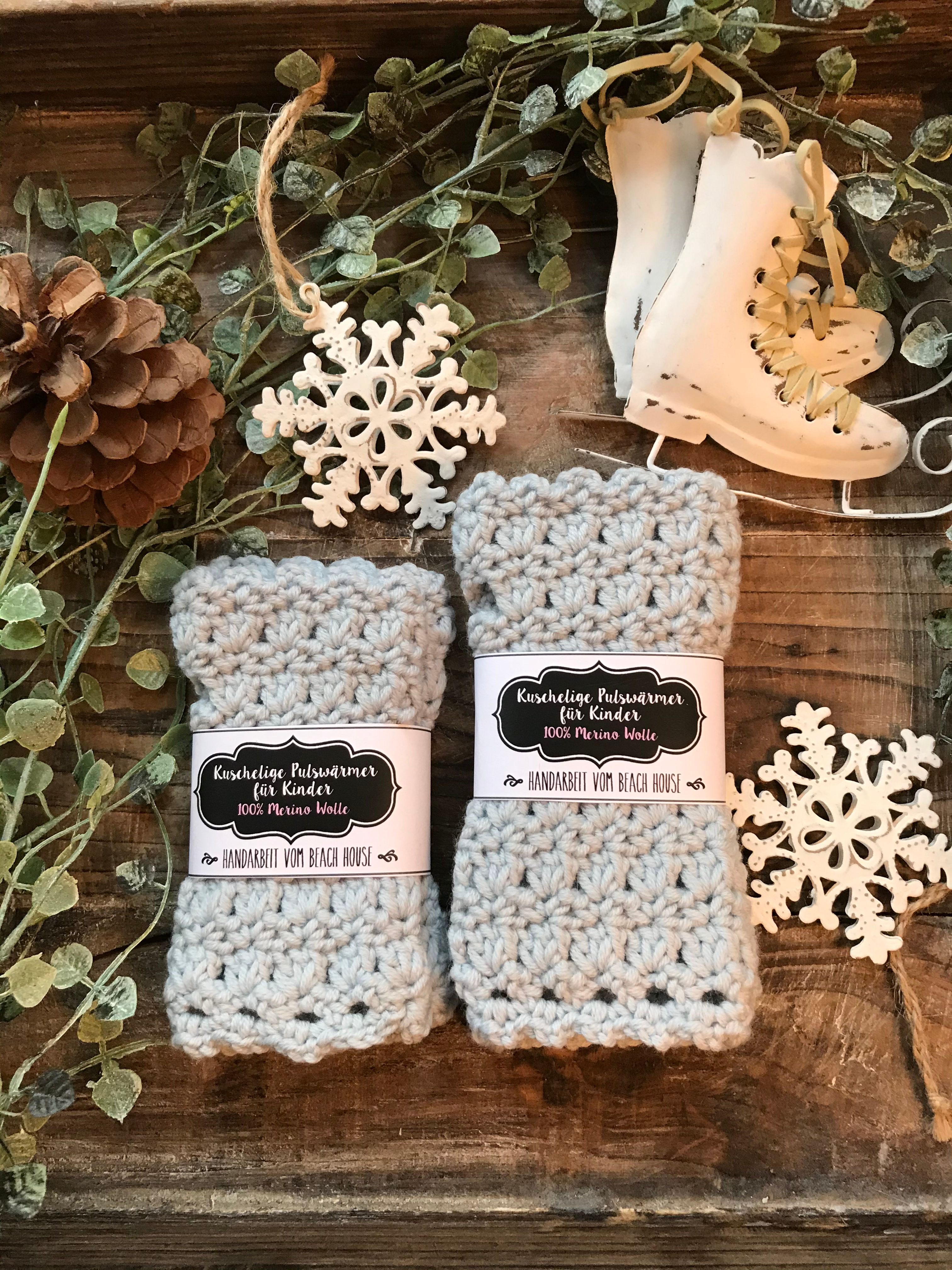 Pulswärmer Kids MERINO WOLLE - Iceblue