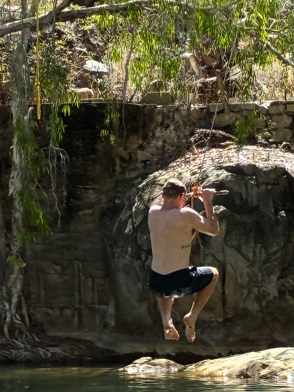 Conor getting in the creek