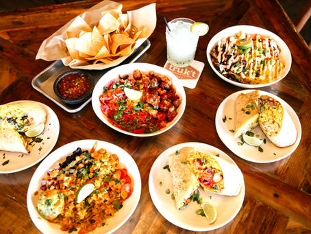 layout of burritos and burrito bowls