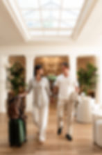 Couple arriving at Hotel Santa Barbara