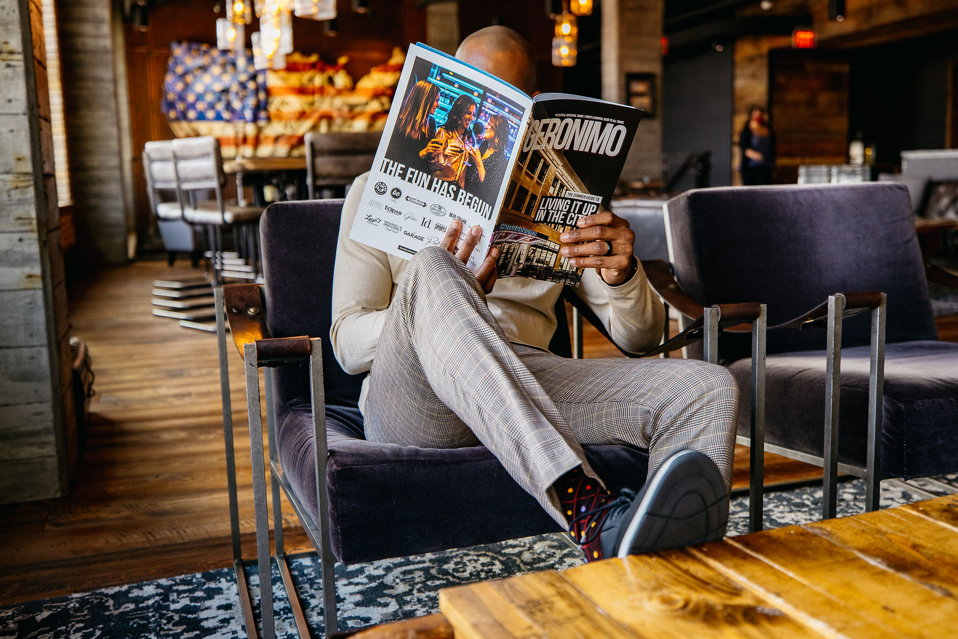 Relax, chat, or get some work done in the Ironworks Hotel Indy lobby