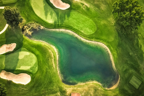 Aerial photo of the water hazard 