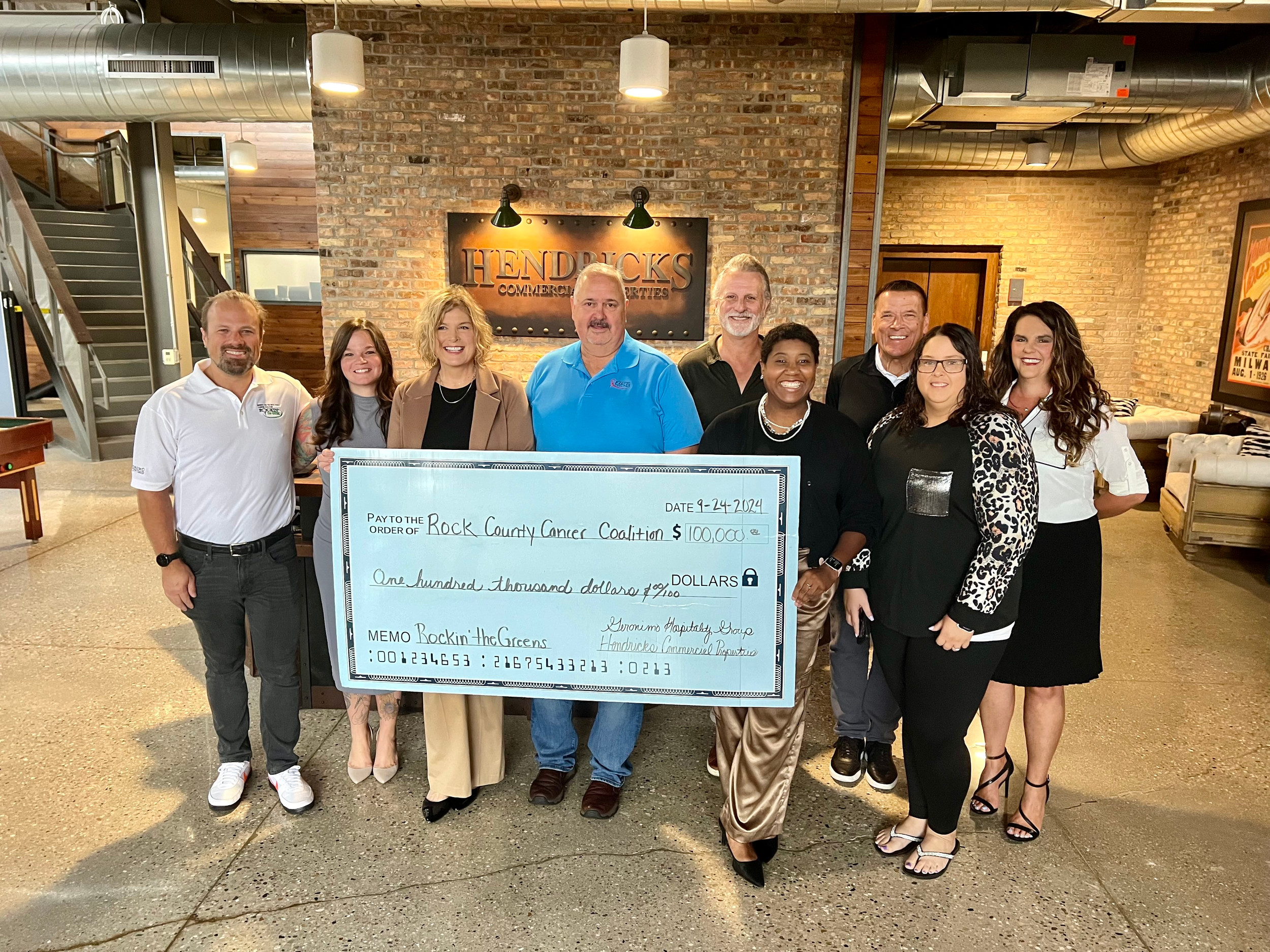 Hendricks Commercial Properties Donates 100K to Rock County Cancer